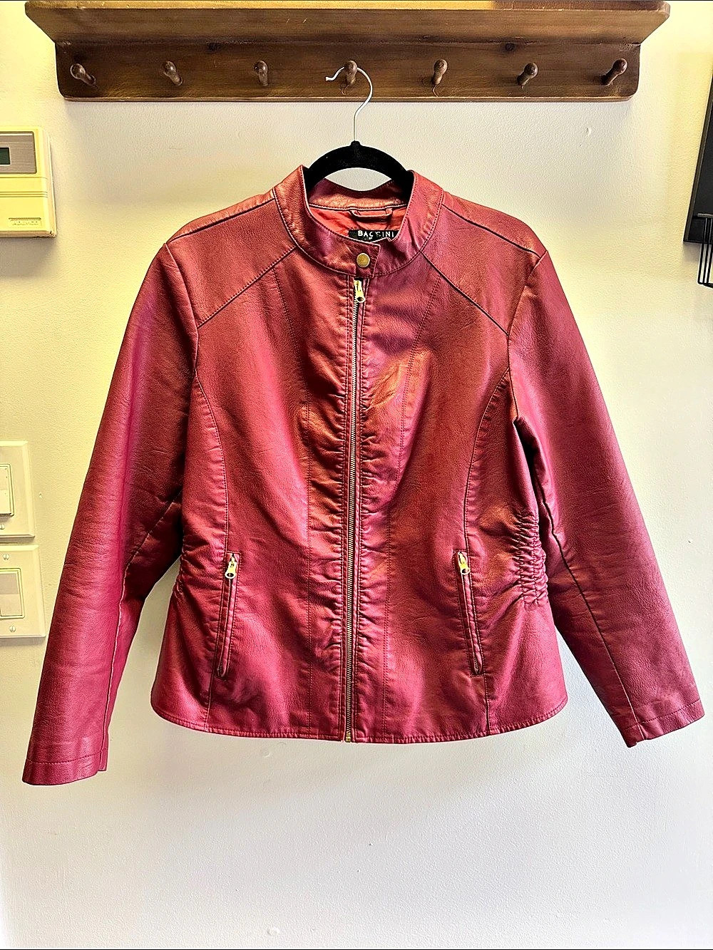 Baccini Faux Leather Jacket Burgundy  Size 1X